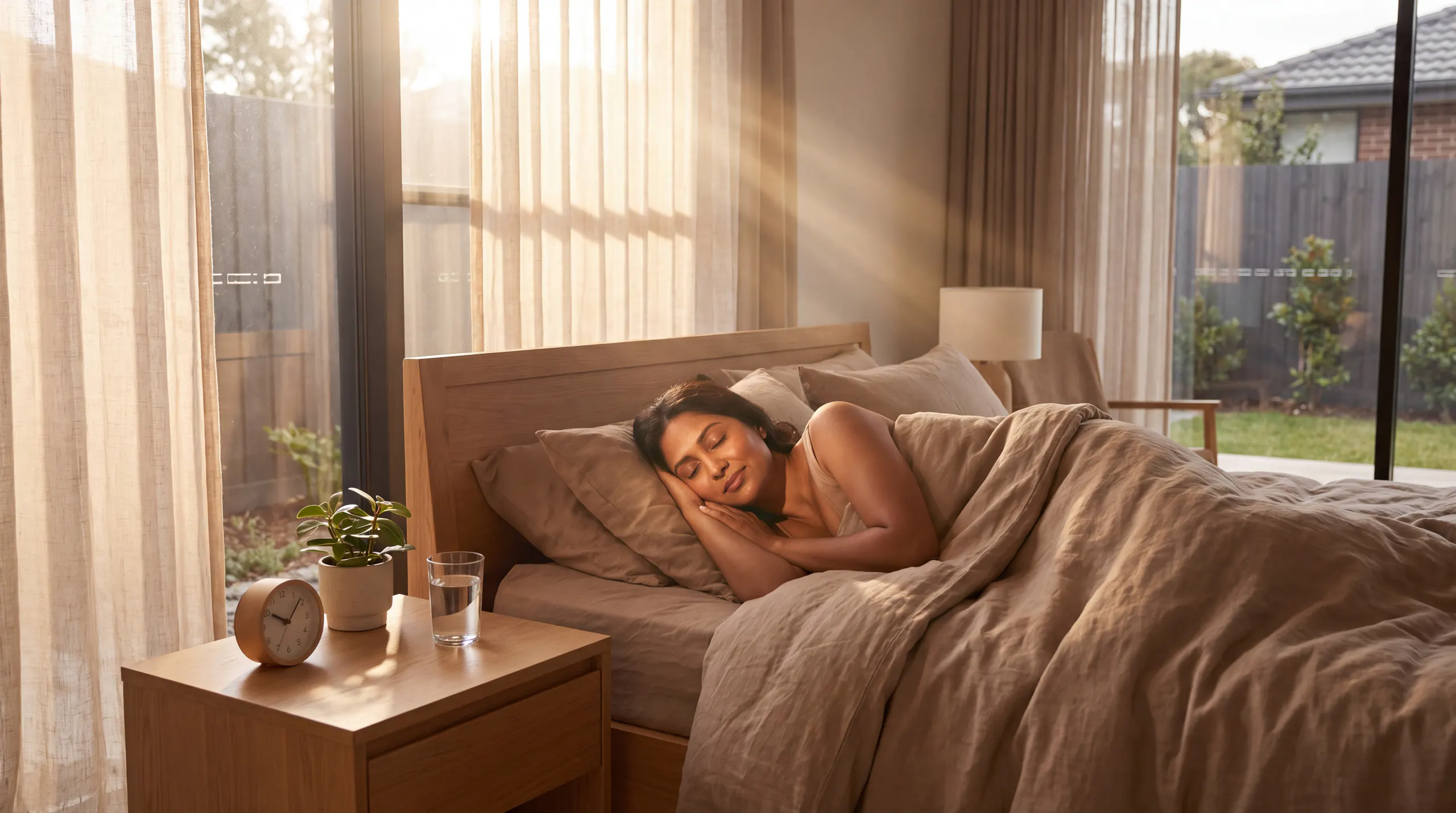 adult sleeping peacefully in bed