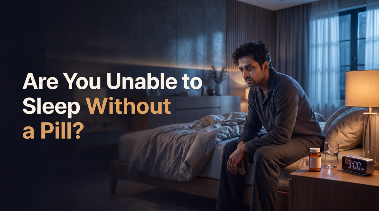 man unable to sleep without a pill