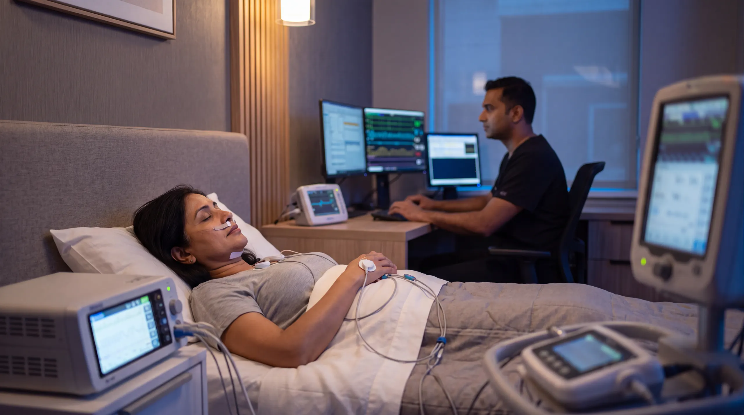 patient resting during sleep study