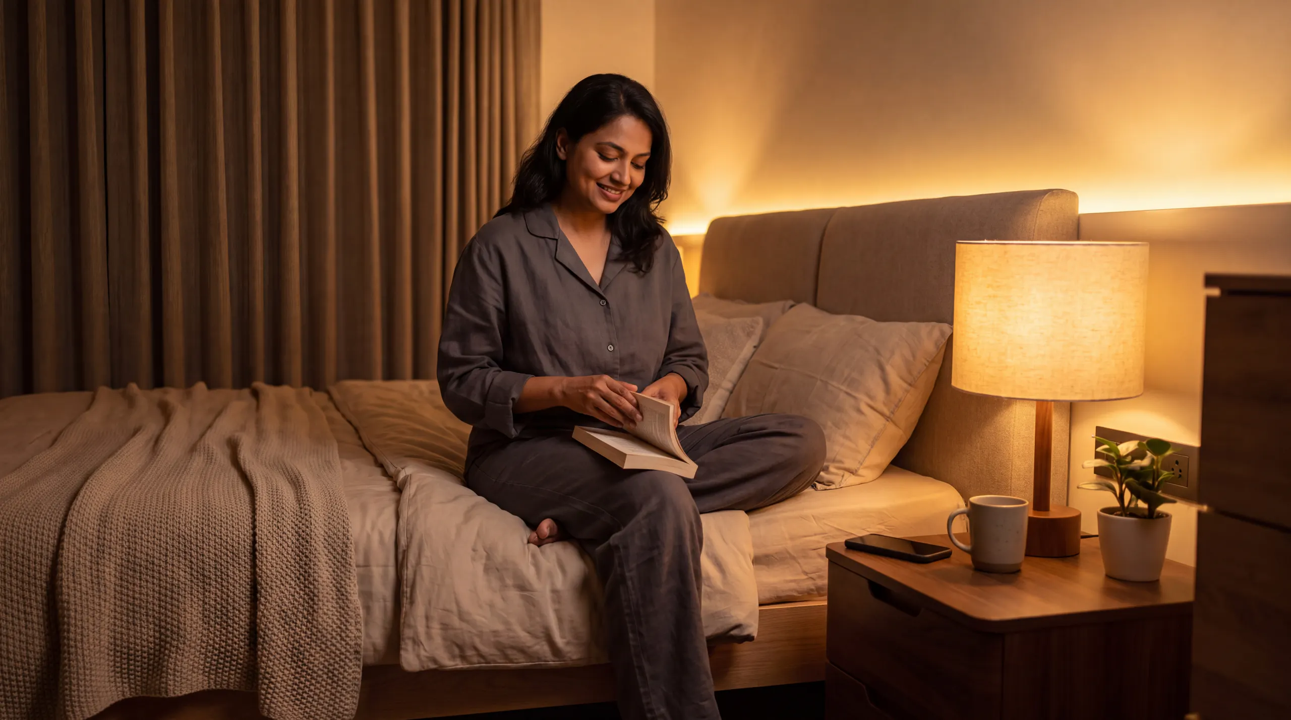 adult preparing for sleep